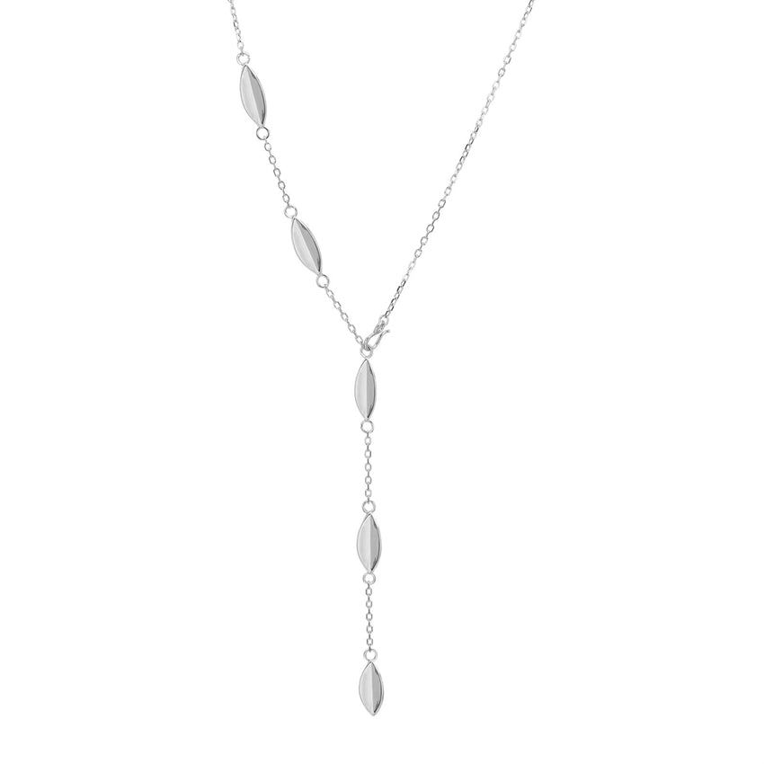 LEAVE52 halskæde fra Nordahl Jewellery i rhodineret sterlingsølv med blade 42–48 cm